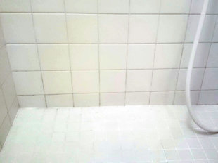 カビを取り除いた浴室のタイル